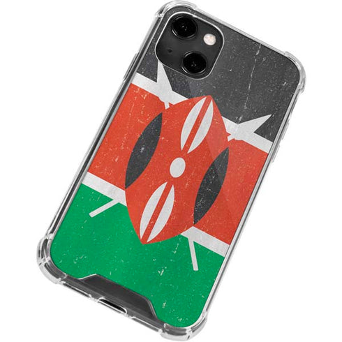 Kenya Flag Distressed iPhone 14 Clear Case